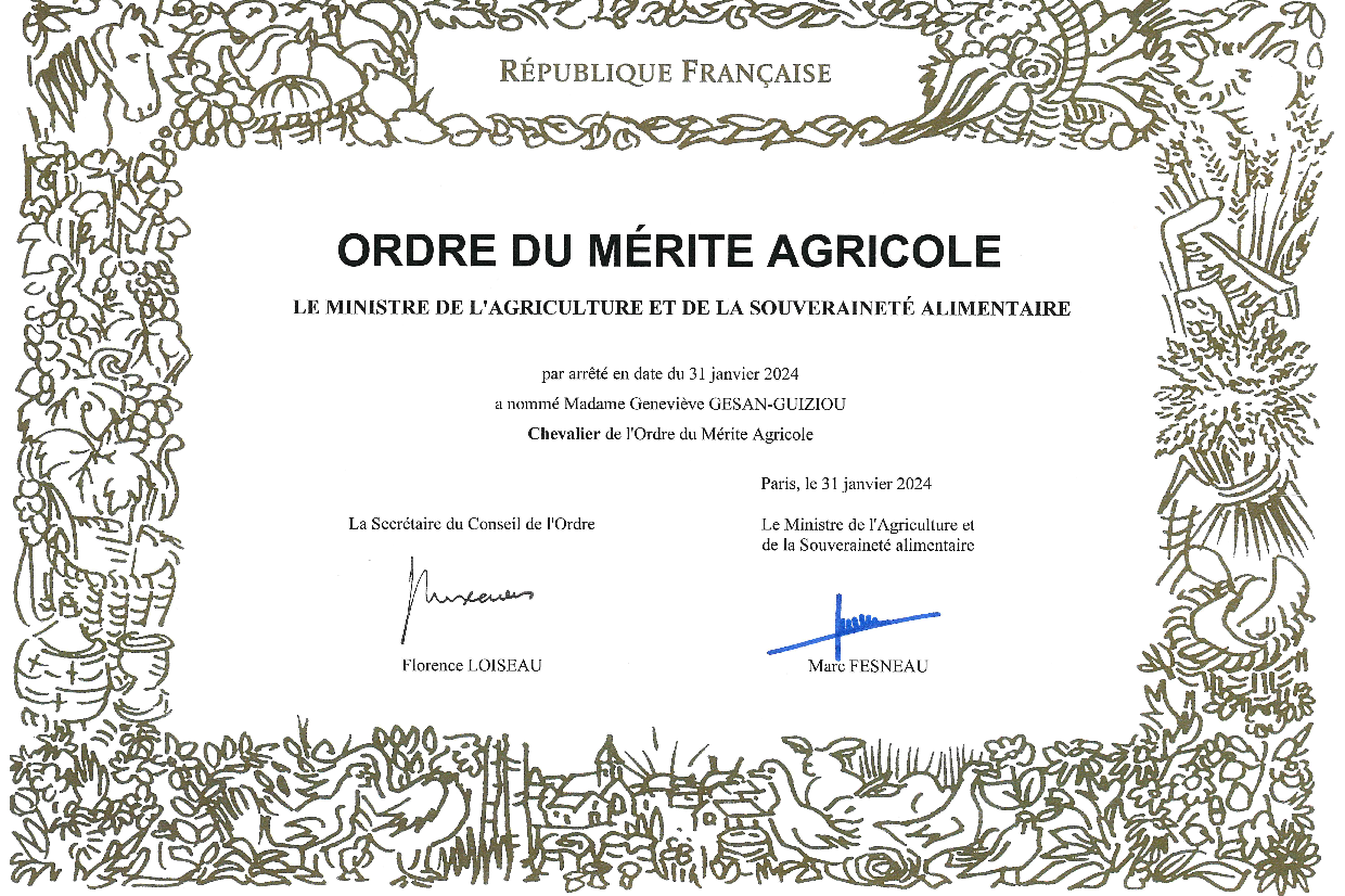 médaille Mérite Agricole G. Gesan-Guiziou