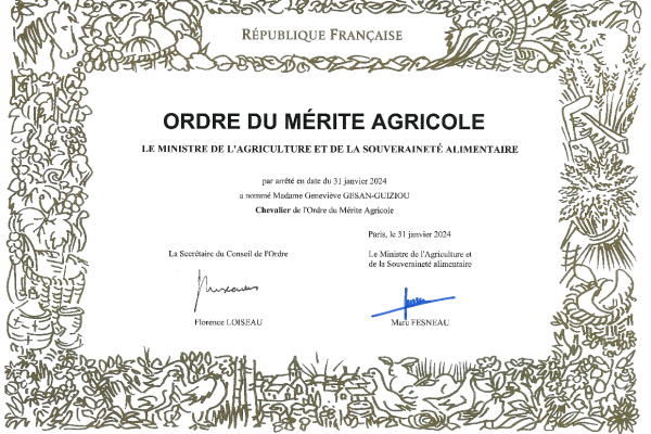 médaille Mérite Agricole G. Gesan-Guiziou